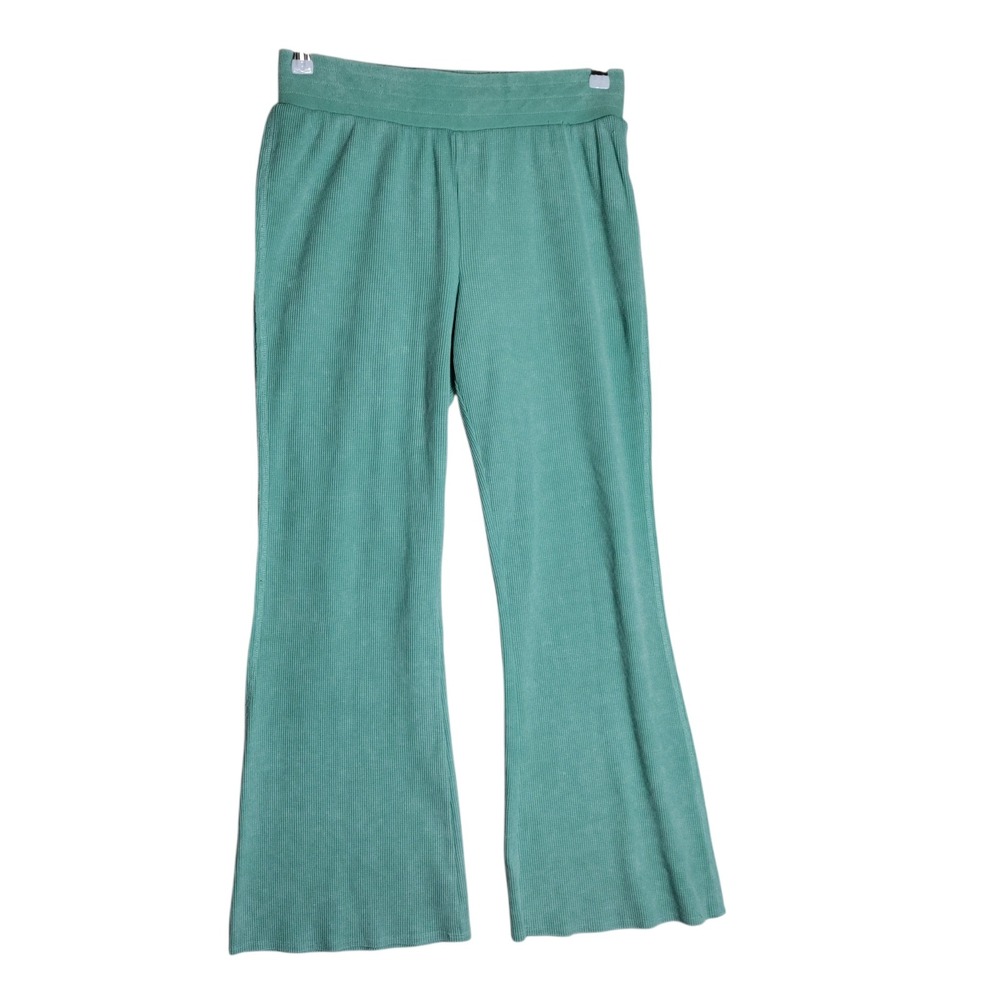 Sunnyside by Sundry Teal Green Waffle Knit Flare Lounge Pants Small